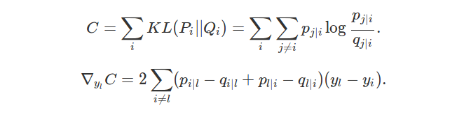 Intro illustration with cost and its gradient for SNE